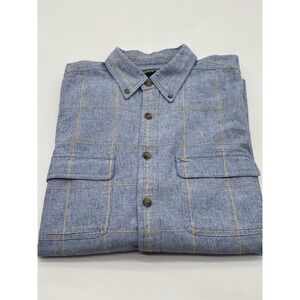 Andrew Fezza Blue Windowpane Button-Down Casual Shirt